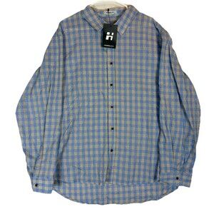 Hawalili L/S Lightweight Button Shirt Blue Plaid Men’s 2XL NWT